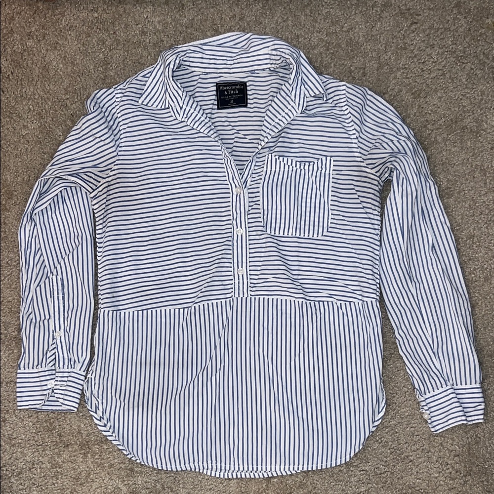 Abercrombie & Fitch Women's Black and White Striped Tunic